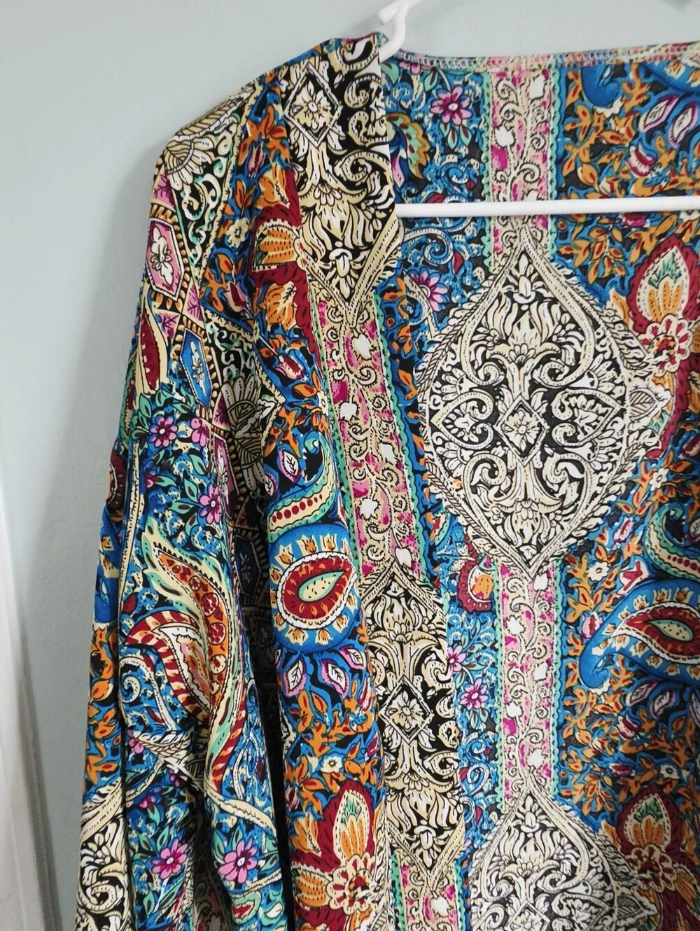 Shein Colorful Open Front Paisley Kimono - Picture 3 of 5